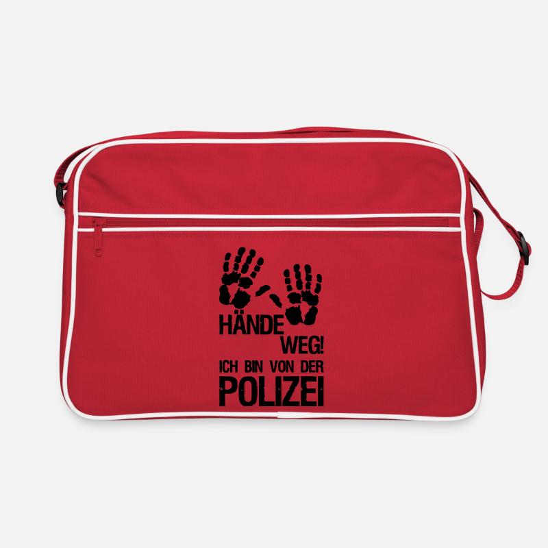 Hände weg Polizei Polizist Beruf Geschenk Spruch - Retro Tasche - Rot/Weiß