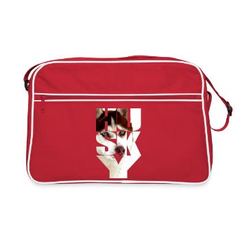 Husky copper red head in the text - Retro Bag - red/white - Front