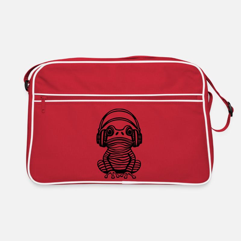 Frosch mit Kopfhörern Retro Tasche
