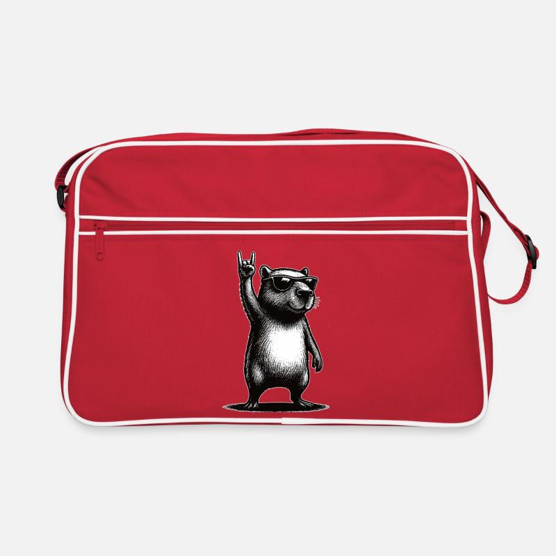 Rock Capybara - Retro Bag - red/white