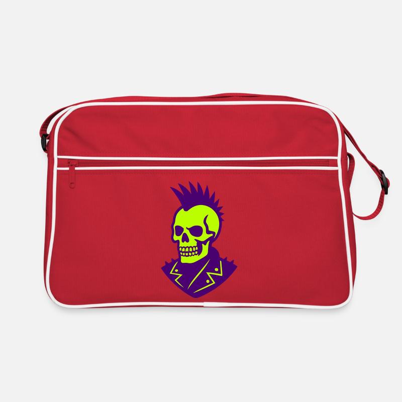 Punk Skull Illustration on Neon Retro Bag