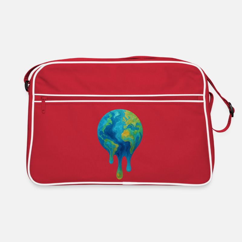 Melting Globe – Art abstrait du climat - Sac Retro - rouge/blanc
