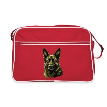 Portrait de berger allemand vert - Sac Retro - rouge/blanc - Devant