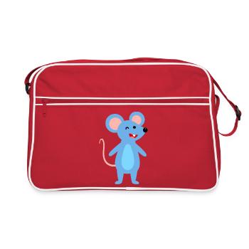 Zwinkernde blaue Maus - Retro Tasche - Rot/Weiß - Vorne