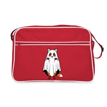 Drôle Halloween renard fantôme dessin animé effrayant - Sac Retro - rouge/blanc - Devant