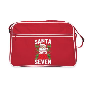 Le Père Noël dit six sept – Blague de Noël - Sac Retro - rouge/blanc - Devant