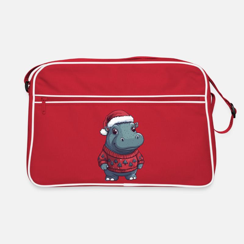 Nilpferd Weihnachten Xmas Retro Tasche