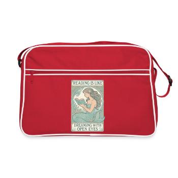Mermaid Mermaid Reading Dreaming Books Gift - Retro Bag - red/white - Front