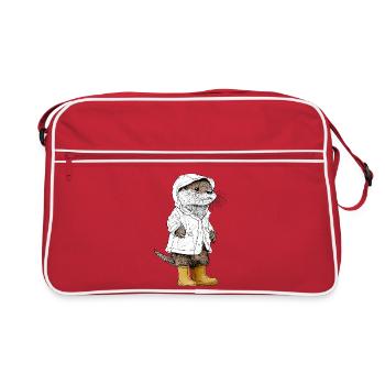 Mignonne Loutre en imperméable et bottes - Sac Retro - rouge/blanc - Devant
