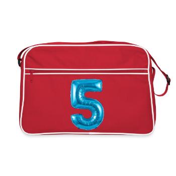 5e anniversaire, cinquième anniversaire Ballon Bleu - Sac Retro - rouge/blanc - Devant