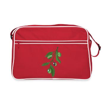 Olive Branch Botany Illustration - Retro Bag - red/white - Front