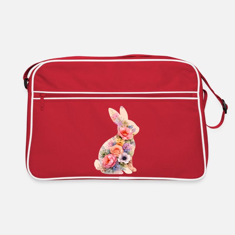 Fleurs pastel de lapins Sac Retro