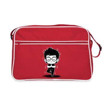 Black and White Zen Yoga Meditation Student - Retro Bag - red/white - Front