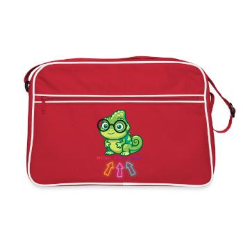 Gecko nerd aux lunettes néon - Sac Retro - rouge/blanc - Devant