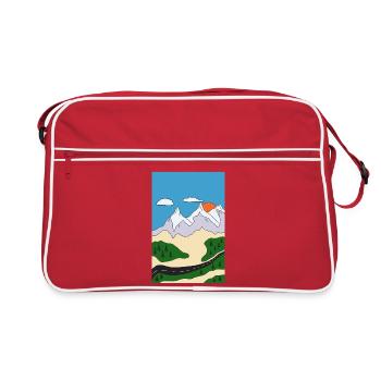 Coucher de soleil dans un paysage montagneux - Sac Retro - rouge/blanc - Devant