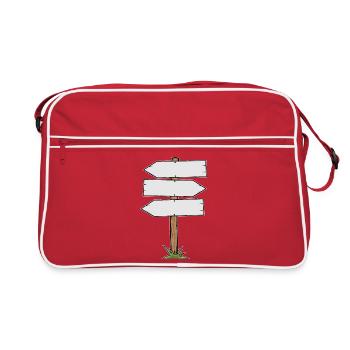 Panneau de direction en bois - Sac Retro - rouge/blanc - Devant