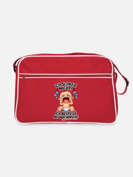 Ich Schreie nicht! - Retro Tasche - Rot/Weiß