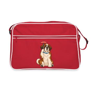 Bernhardiner winziger Regenschirm - Retro Tasche - Rot/Weiß - Vorne