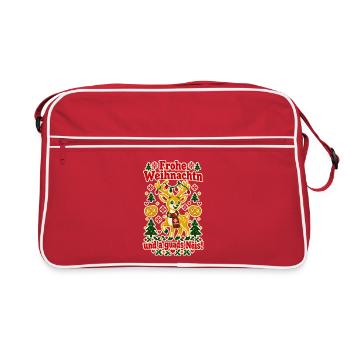 Frohe Weihnachtn a guads Neis - Retro Tasche - Rot/Weiß - Vorne