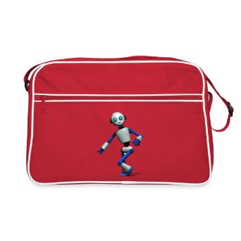 Robot de danse 3D en bleu et blanc - Sac Retro - rouge/blanc - Devant