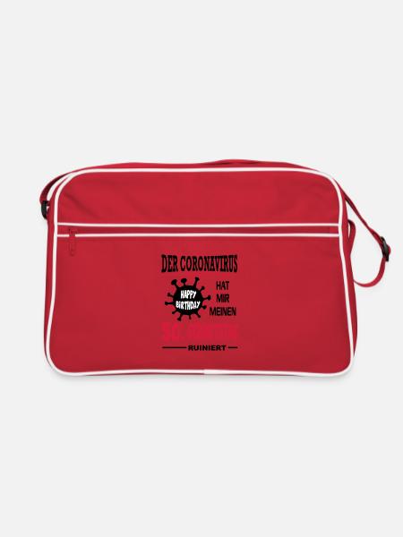 Coronavirus Covid 19 Geburtstag Birthday 50 Jahre - Retro Tasche - Rot/Weiß - Vorne