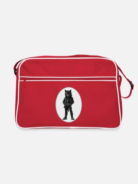Wolf - Retro Tasche - Rot/Weiß - Vorne