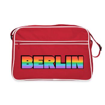 Berlin Rainbow Gradient Text LGBT - Retro Bag - red/white - Front
