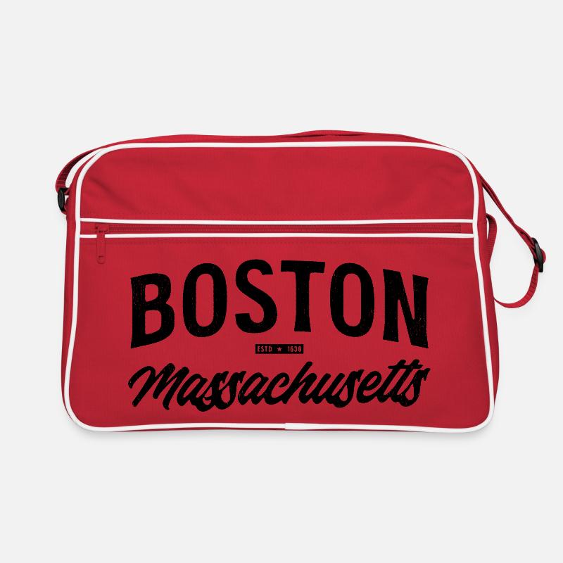 Conception à Boston, Massachusetts avec année de fondation - Sac Retro - rouge/blanc