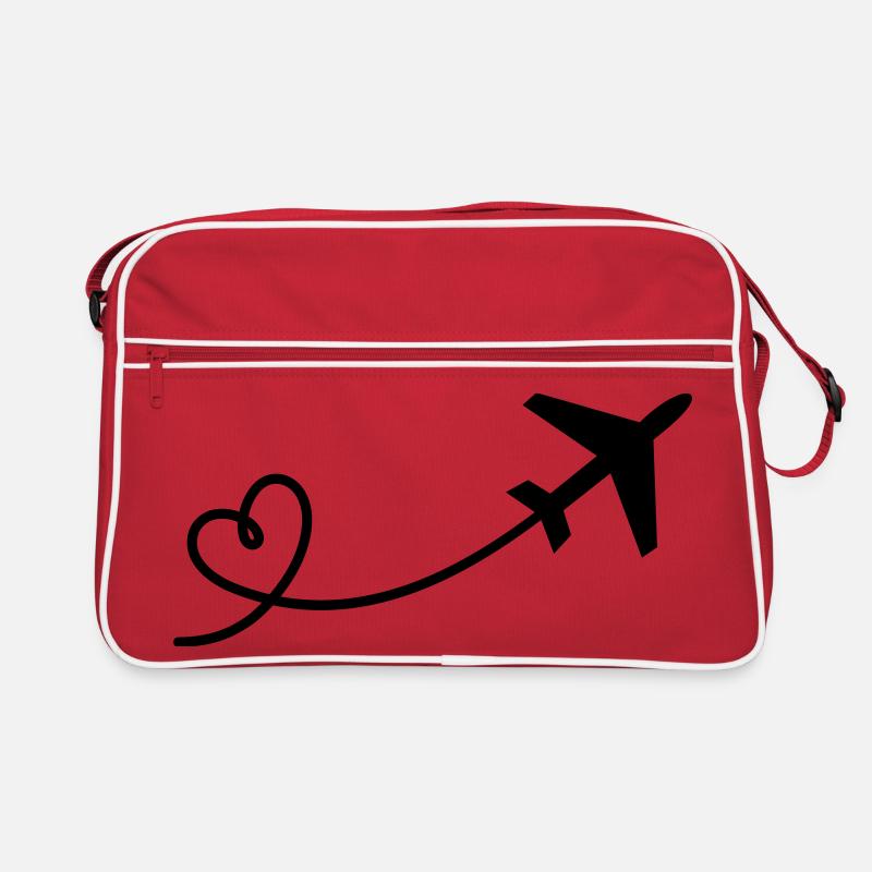 Flugzeug mit Herz Retro Tasche