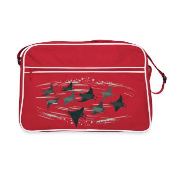 Banc de raies manta – Un monde sous-marin élégant - Sac Retro - rouge/blanc - Devant