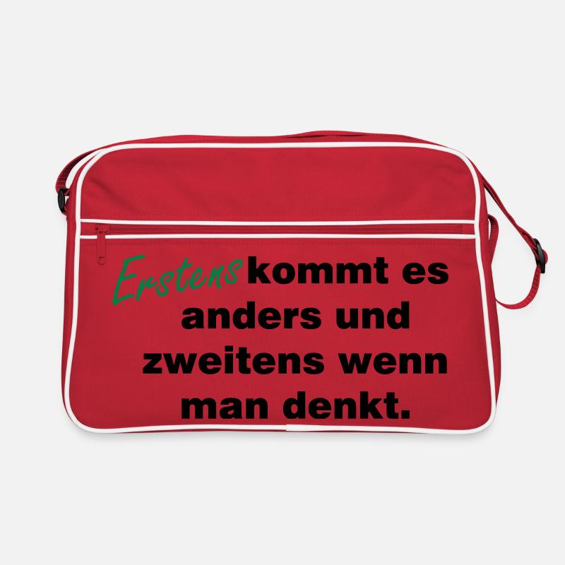 Wenn_man_denkt - Retro Tasche - Rot/Weiß