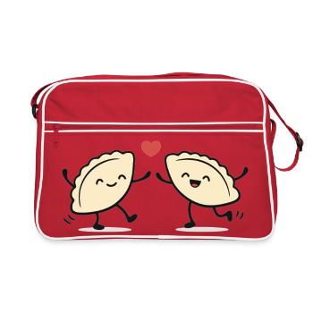 Tanzende Pierogi: Süße polnische Teigtaschen - Retro Tasche - Rot/Weiß - Vorne