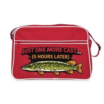 Nur noch ein Wurf lustiges Hechtangeln - Retro Tasche - Rot/Weiß - Vorne
