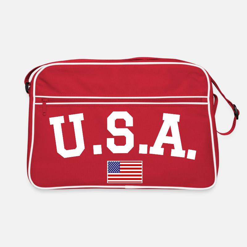 USA Flag Design White Retro Bag