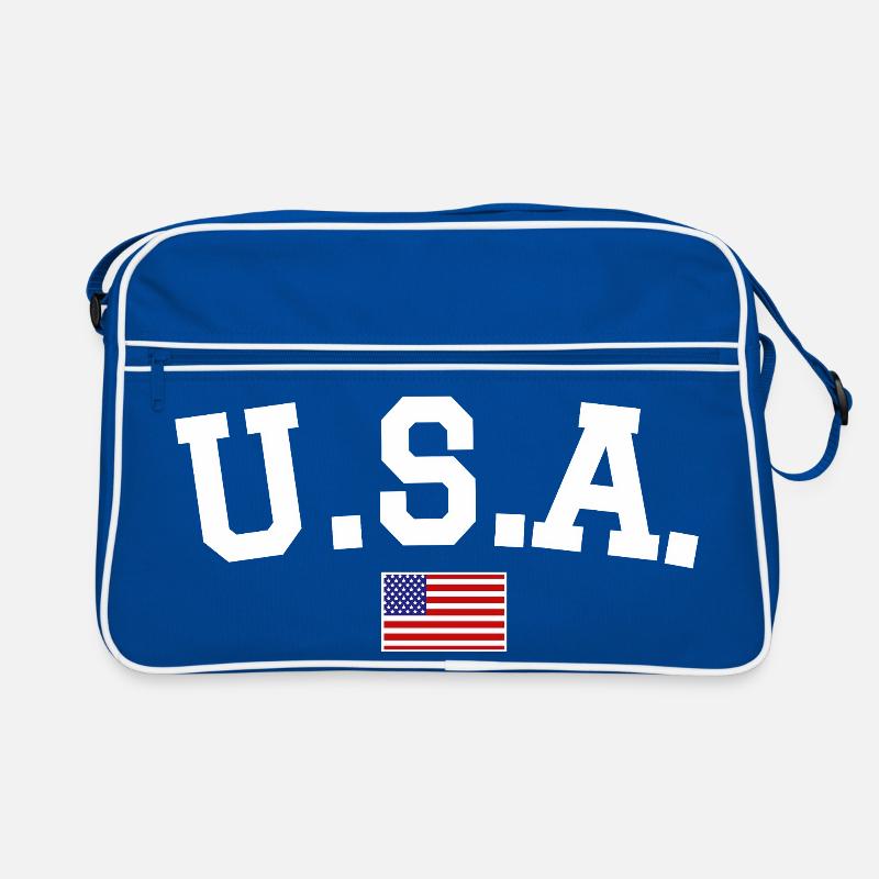 USA Flag Design White Retro Bag