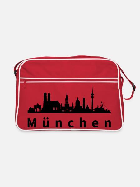 Skyline München - Retro Tasche - Rot/Weiß