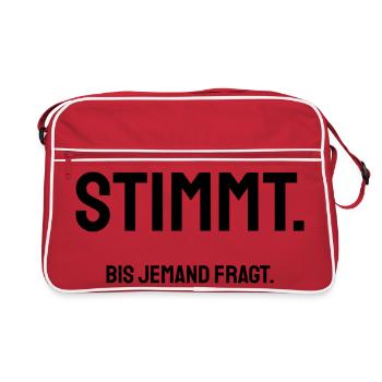 Stimmt. Bis jemand fragt. | Trockener Bürohumor - Retro Tasche - Rot/Weiß - Vorne