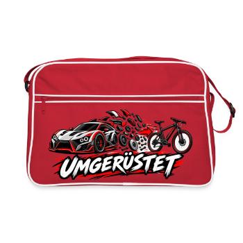 Vom Auto Aufs Fahrrad  - Retro Tasche - Rot/Weiß - Vorne