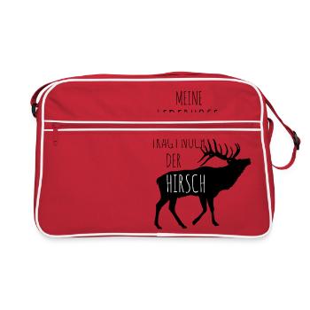 Meine Lederhose trägt noch der Hirsch - Retro Tasche - Rot/Weiß - Vorne