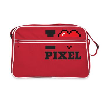 I coeur, j'aime, rétro, pixel, jeux, jeux, vieux - Sac Retro - rouge/blanc - Devant