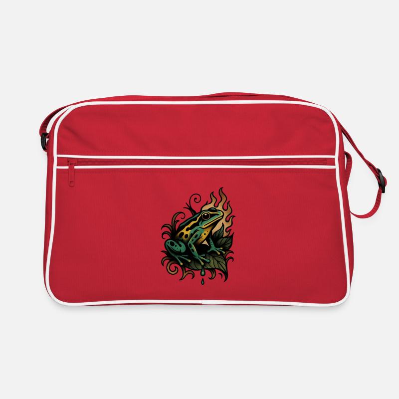 Flame Frog on Leaf Retro Bag