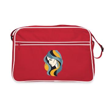 Profil abstrait de femme Art au trait minimaliste moderne - Sac Retro - rouge/blanc - Devant