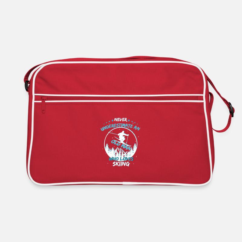 Alter Mann auf Ski Retro Tasche