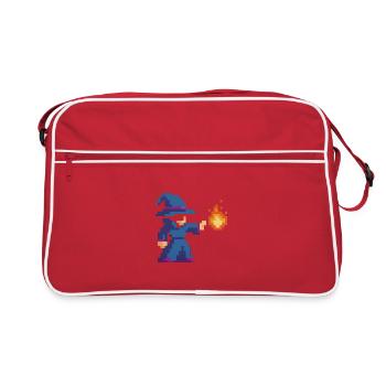 Pixel Wizard and Fire - Retro Bag - red/white - Front