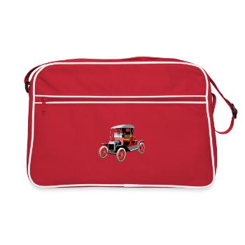 Auto Vintage - Retro Tasche - Rot/Weiß - Vorne