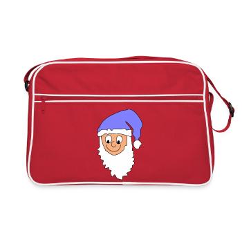 Fröhlicher Weihnachtsmann mit blauer Mütze - Retro Tasche - Rot/Weiß - Vorne