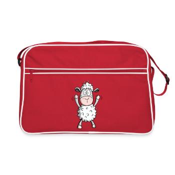 Happy Schaf I Schäfchen Lamm Geschenk Kinder - Retro Tasche - Rot/Weiß - Vorne