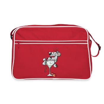 Beschwipste Cocktail Maus - Mäuse - Retro Tasche - Rot/Weiß - Vorne