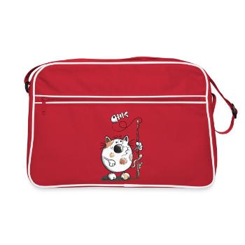 Mignon Chat et poisson - Sac Retro - rouge/blanc - Devant