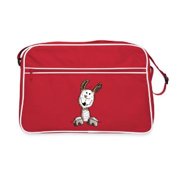 Lustiges Lama - Alpaka - Comic - Tier - lustig - Retro Tasche - Rot/Weiß - Vorne